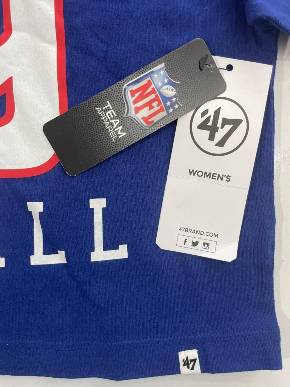 '47 New York Giants NFL Team Apparel Royal Blue boxy Crop Tee Women's Size S NWT - Picture 5 of 7